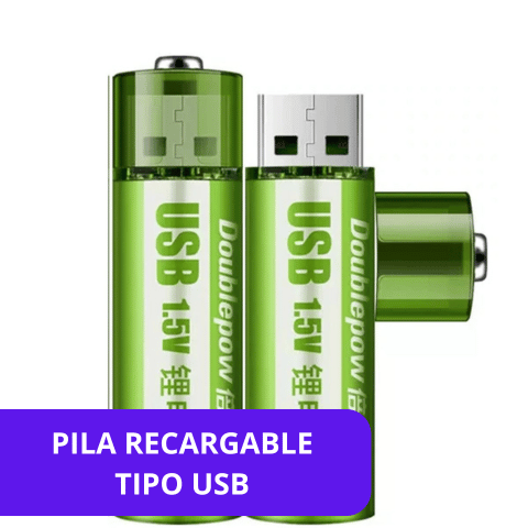 Pilas Doble AA Recargables Tipo USB
