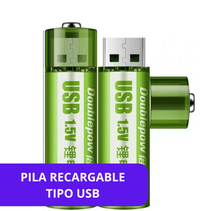 Pilas Doble AA Recargables Tipo USB