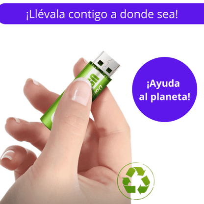 Pilas Doble AA Recargables Tipo USB